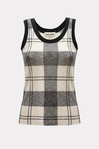 Checkered Knit Tank Top Black-White