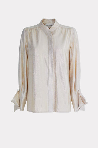 Chic Blouse With Decorative Cuffs Gold Foil