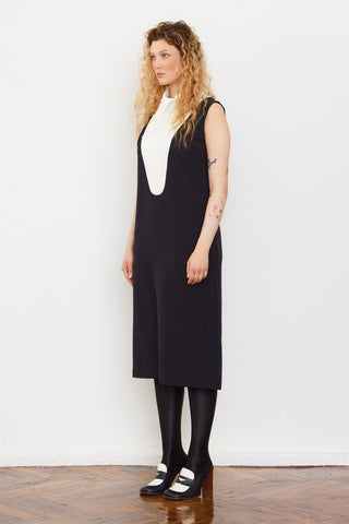 Chic Formal Midi Dress With Unique Collar White - Julia Allert