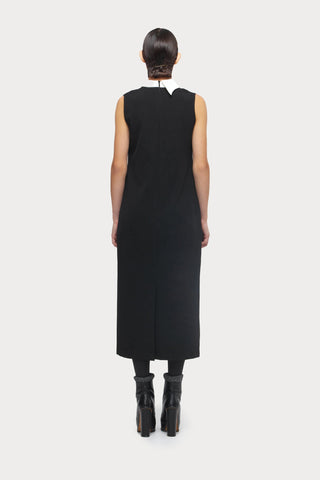 Chic Formal Midi Dress With Unique Collar White - Julia Allert