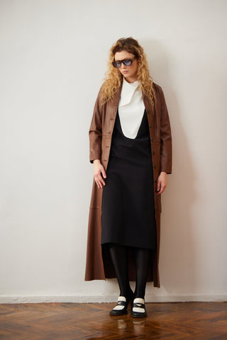 Chic Formal Midi Dress With Unique Collar White - Julia Allert