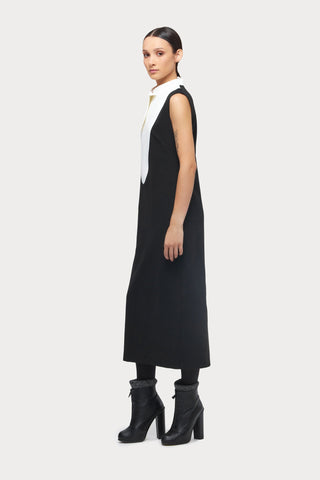 Chic Formal Midi Dress With Unique Collar White - Julia Allert
