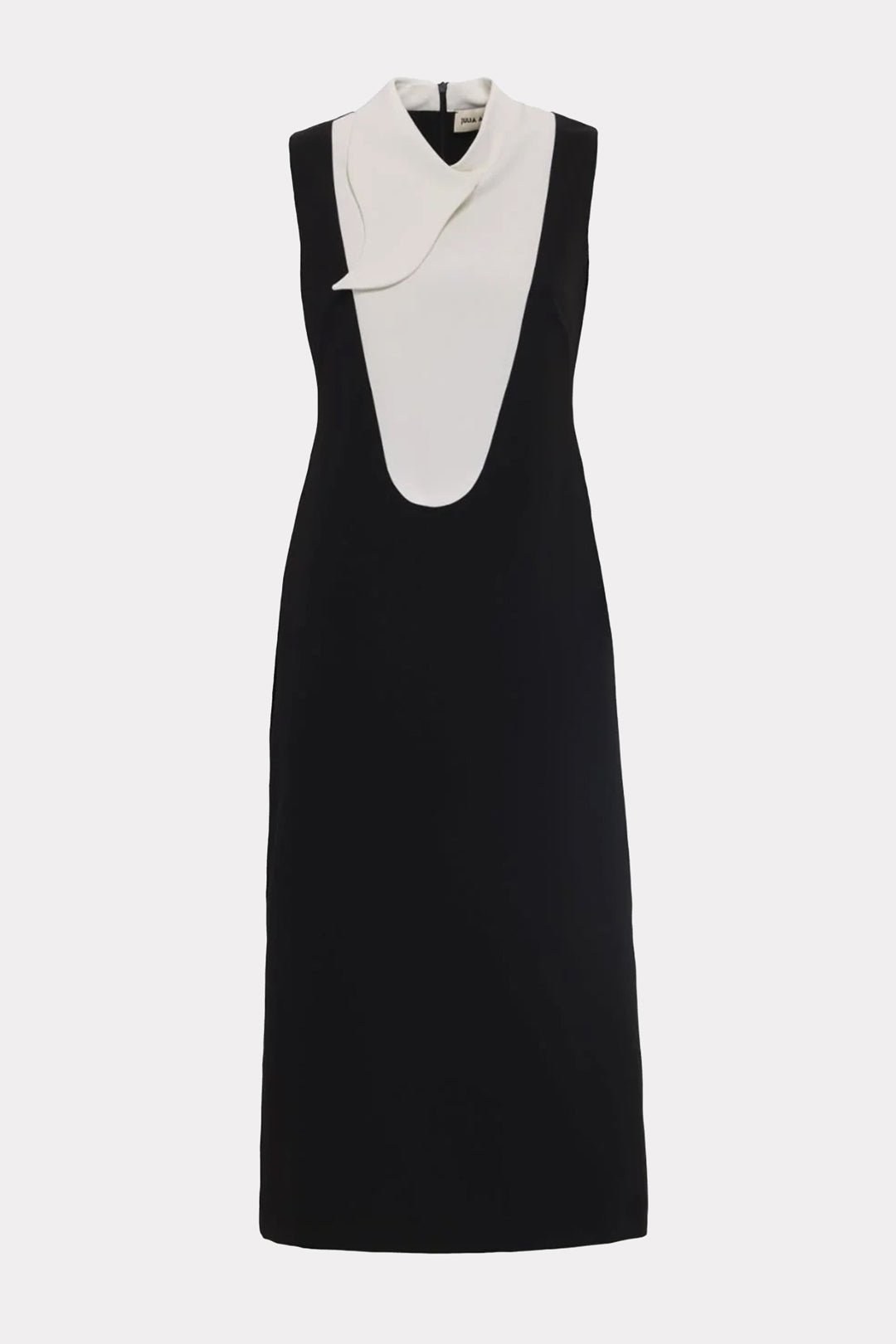 Chic Formal Midi Dress With Unique Collar White xl Chic Formal Midi Dress With Unique Collar White xl