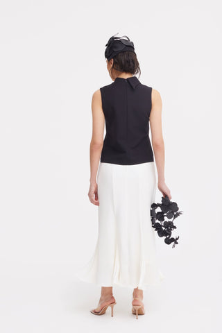 Chic Formal Sleeveless Top With Unique Collar Black - Julia Allert