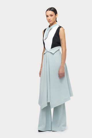 Chic Formal Sleeveless Top With Unique Collar Light Blue - Julia Allert