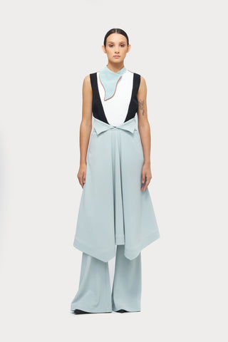 Chic Formal Sleeveless Top With Unique Collar Light Blue - Julia Allert