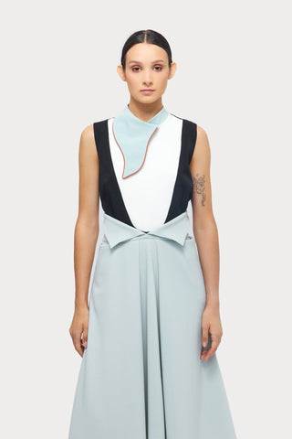 Chic Formal Sleeveless Top With Unique Collar Light Blue - Julia Allert