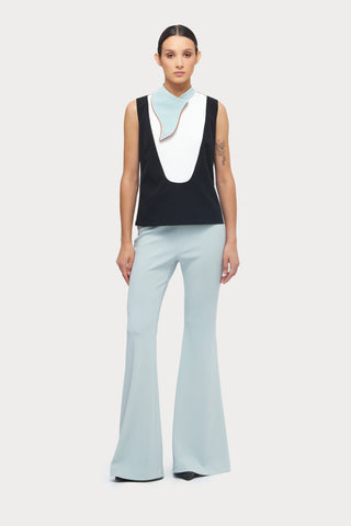 Chic Formal Sleeveless Top With Unique Collar Light Blue