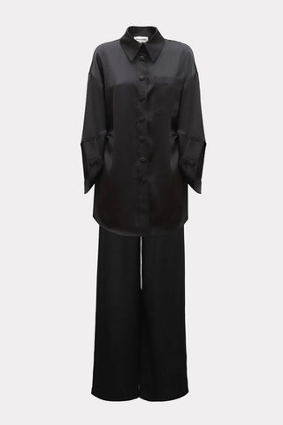 Chic Oversized Satin Shirt Black - Julia Allert