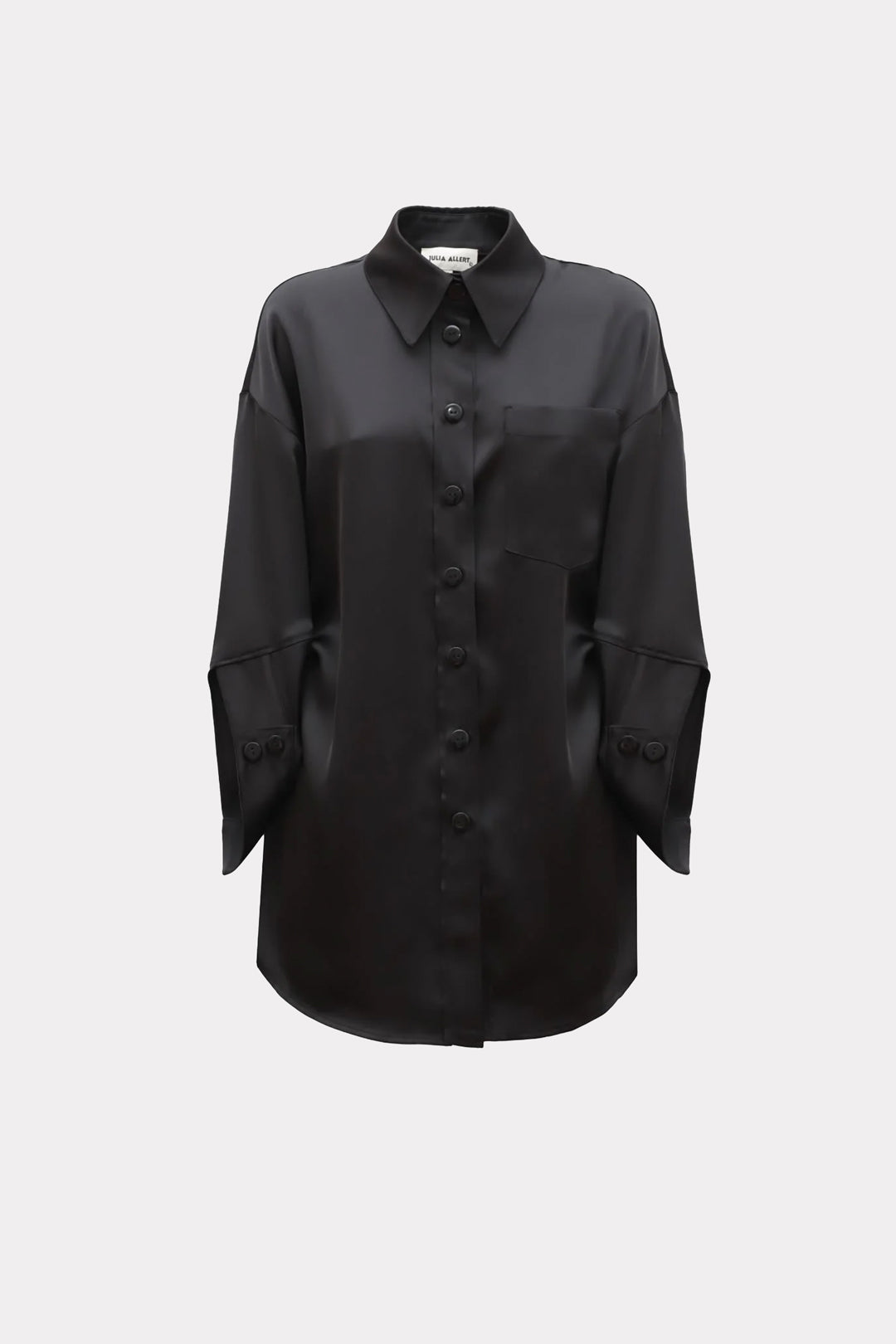 Chic Oversized Satin Shirt Black M Chic Oversized Satin Shirt Black M