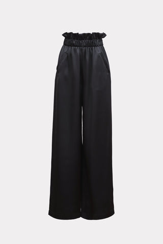Chic Satin Shirt And Pants Two-Piece Set Black - Julia Allert