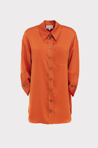 Chic Satin Shirt And Pants Two-Piece Set Orange - Julia Allert