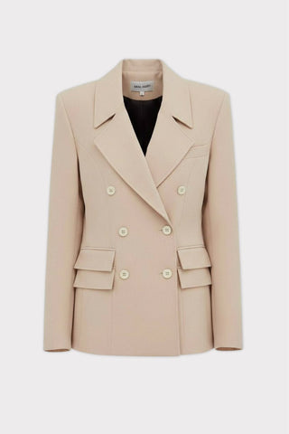 Classic Tailored Double-Breasted Blazer - Beige - Julia Allert