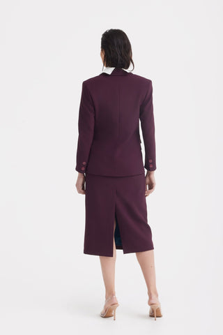 Classic Tailored Double-Breasted Blazer - Burgundy - Julia Allert