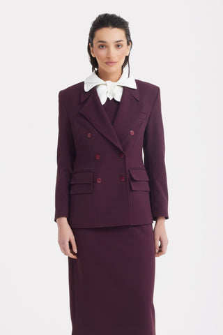 Classic Tailored Double-Breasted Blazer - Burgundy - Julia Allert