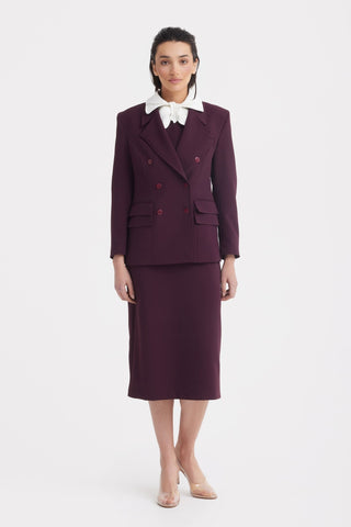 Classic Tailored Double-Breasted Blazer - Burgundy - Julia Allert