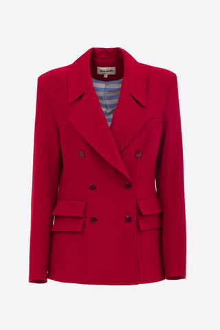 Classic Tailored Double-Breasted Blazer - Red/Burgundy - Julia Allert