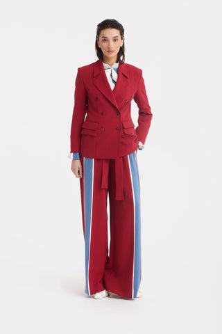 Classic Tailored Double-Breasted Blazer - Red/Burgundy - Julia Allert
