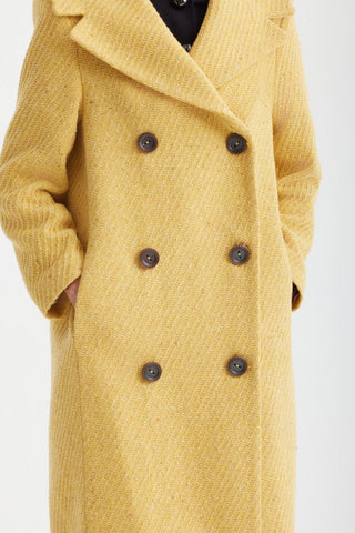 Classic Wool-Blend Double-Breasted Coat – Mustard - Julia Allert