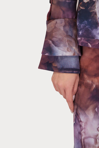 Co-Ord Set - Shirt And Wide-Leg Pants Abstract Print Brown - Julia Allert
