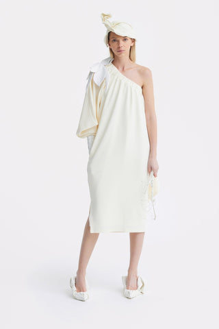 Cocktail One-Shoulder Midi Dress Ecru - Julia Allert