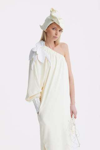 Cocktail One-Shoulder Midi Dress Ecru - Julia Allert