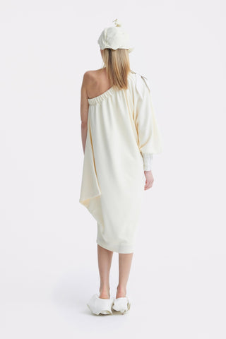 Cocktail One-Shoulder Midi Dress Ecru - Julia Allert