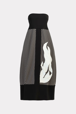 Cocktail Strapless Midi Dress Striped