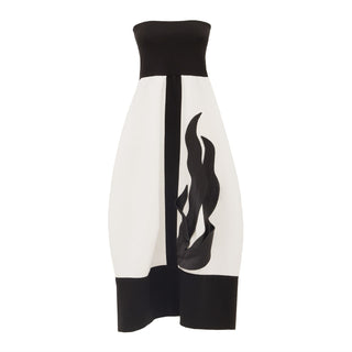 Cocktail Strapless Midi Dress White Black