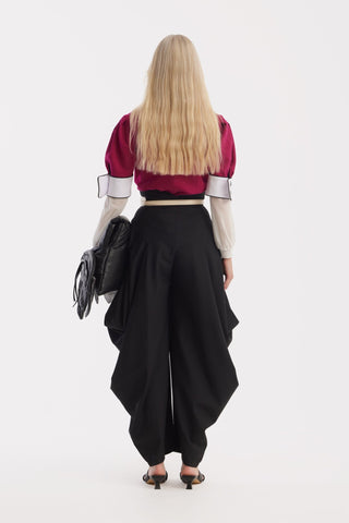 Couture Draped Wide-Leg Pants – Black - Julia Allert