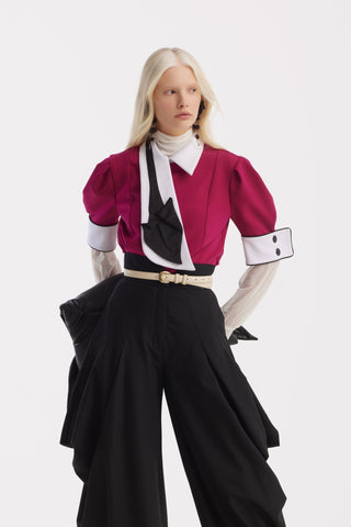Couture Draped Wide-Leg Pants – Black - Julia Allert