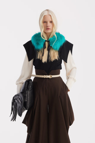 Couture Draped Wide-Leg Pants – Brown - Julia Allert