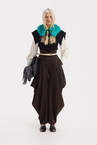Couture Draped Wide-Leg Pants – Brown - Julia Allert
