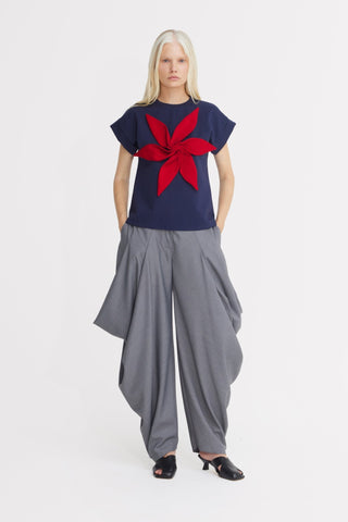 Couture Draped Wide-Leg Pants – Grey - Julia Allert