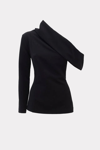 Cowl-Neck One Shoulder Blouse Black - Julia Allert