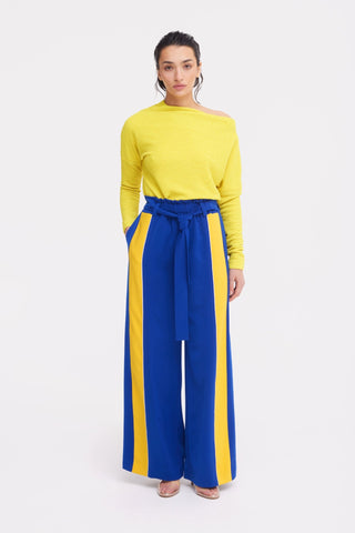 Crinkled Boat Neck Sweater Yellow - Julia Allert