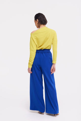 Crinkled Boat Neck Sweater Yellow - Julia Allert