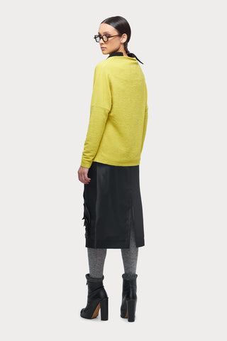 Crinkled Boat Neck Sweater Yellow