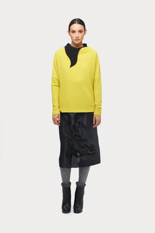 Crinkled Boat Neck Sweater Yellow