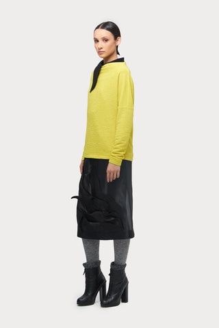 Crinkled Boat Neck Sweater Yellow