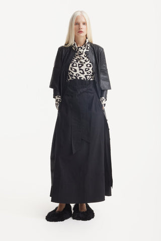 Croc-Effect Faux Leather Button Down Dress – Black - Julia Allert