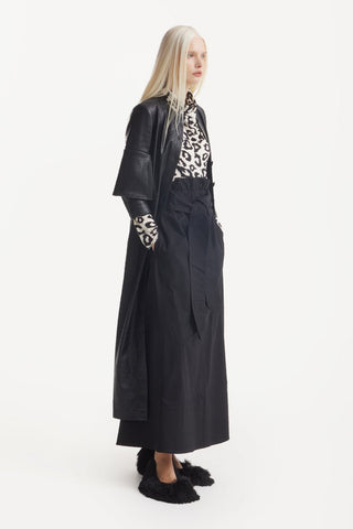 Croc-Effect Faux Leather Button Down Dress – Black - Julia Allert