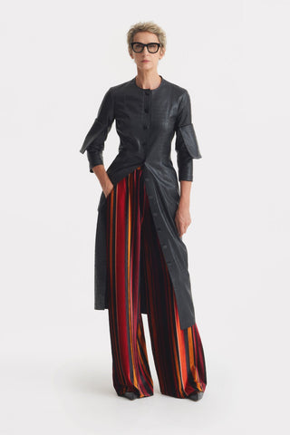 Croc-Effect Faux Leather Button Down Dress – Black - Julia Allert