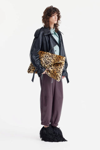 Croc-Effect Faux Leather Oversized Jacket – Black - Julia Allert