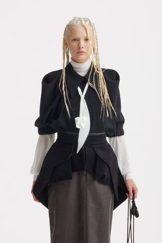 Croc-Effect Faux Leather Straight Long Skirt With Belt - Dark Brown - Julia Allert