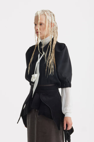 Croc-Effect Faux Leather Straight Long Skirt With Belt - Dark Brown - Julia Allert