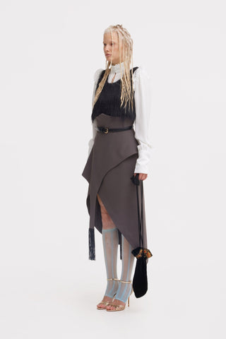 Cropped Button-Front Vest - Black - Julia Allert