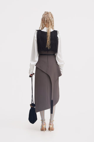 Cropped Button-Front Vest - Black - Julia Allert