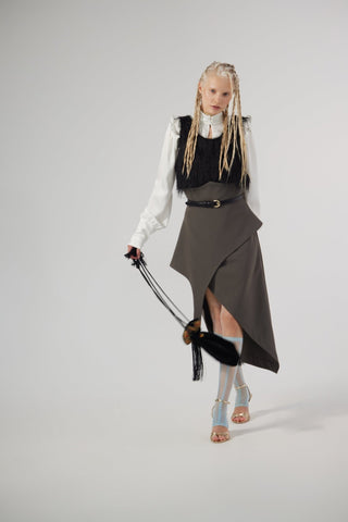 Cropped Button-Front Vest - Black - Julia Allert