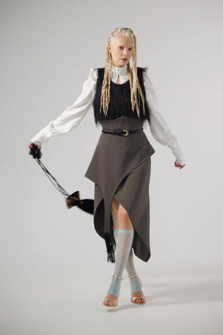 Cropped Button-Front Vest - Black - Julia Allert